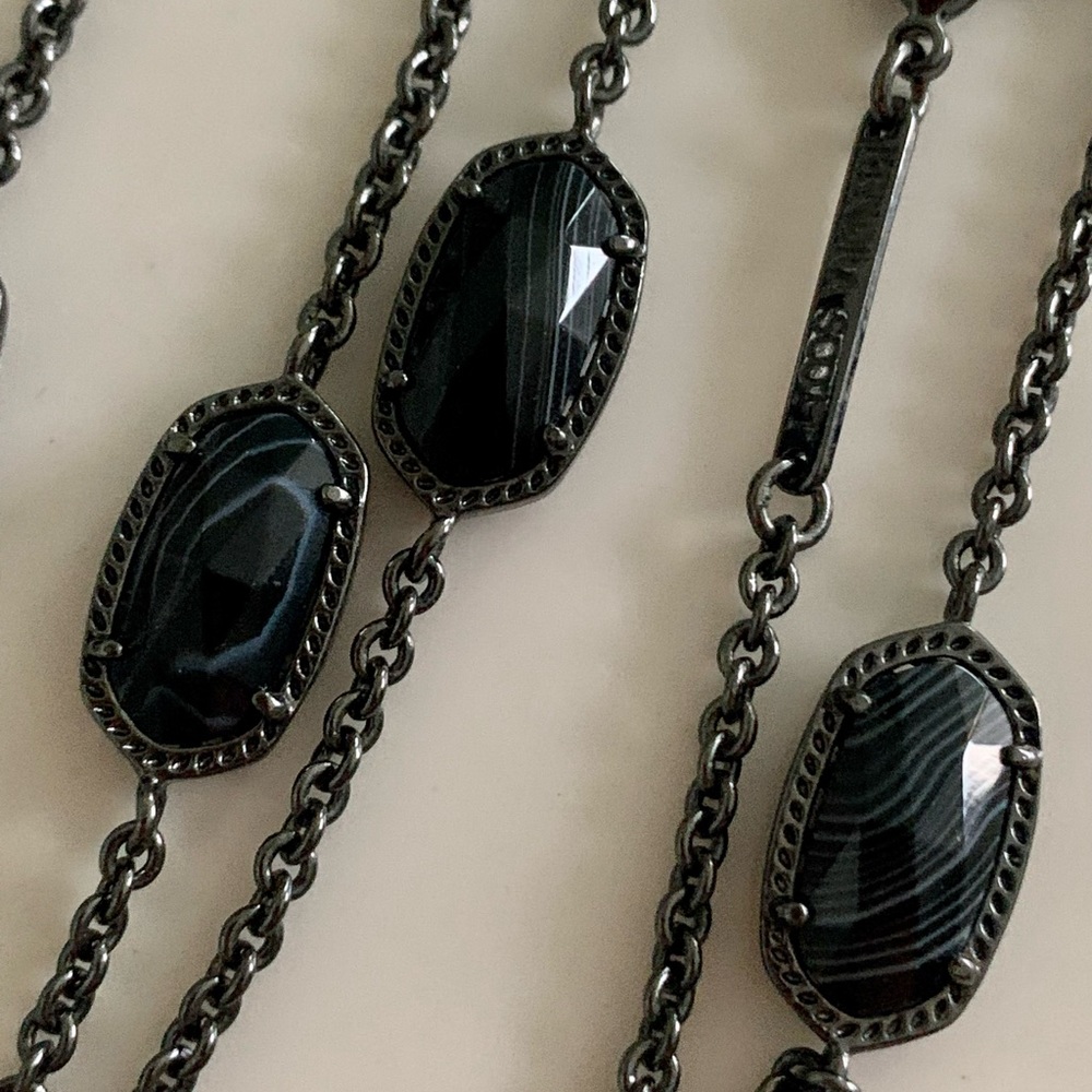 Kendra Scott Gunmetal Black Banded Agate Kellie Necklace